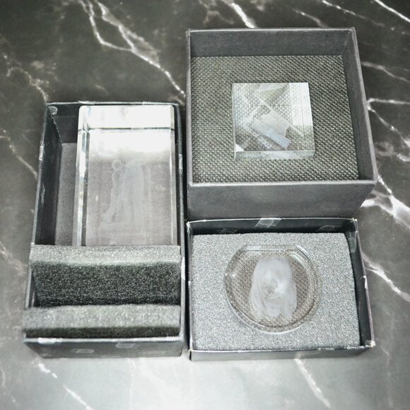 Crystal Impressions Collection Of 3 Laser Etched Figures With Original Box - Picture 1 of 7